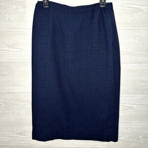 PENDLETON Vintage Navy Blue Knee Pencil Skirt Elastic Pockets Size 10